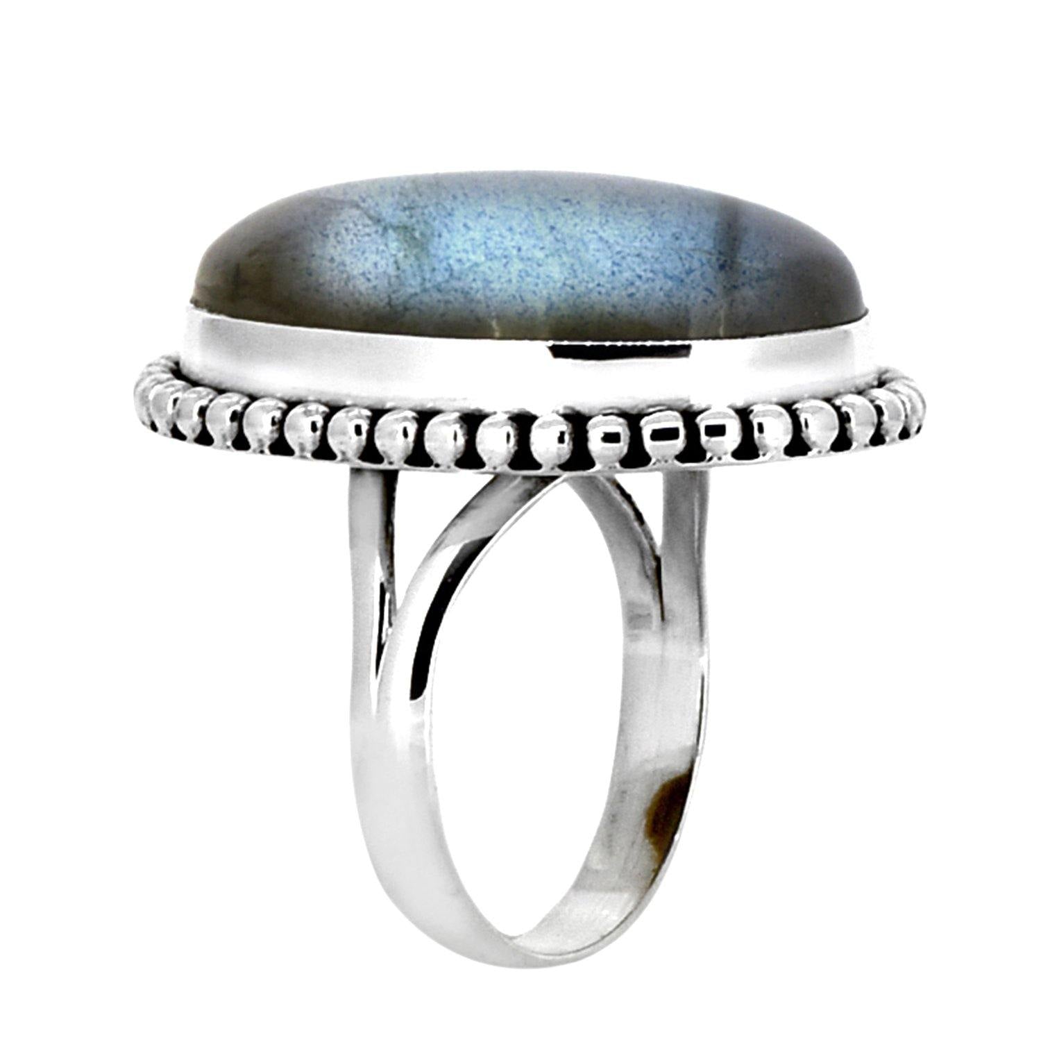 Labradorite Solid 925 Sterling Silver Ring Genuine Gemstone Jewelry - YoTreasure