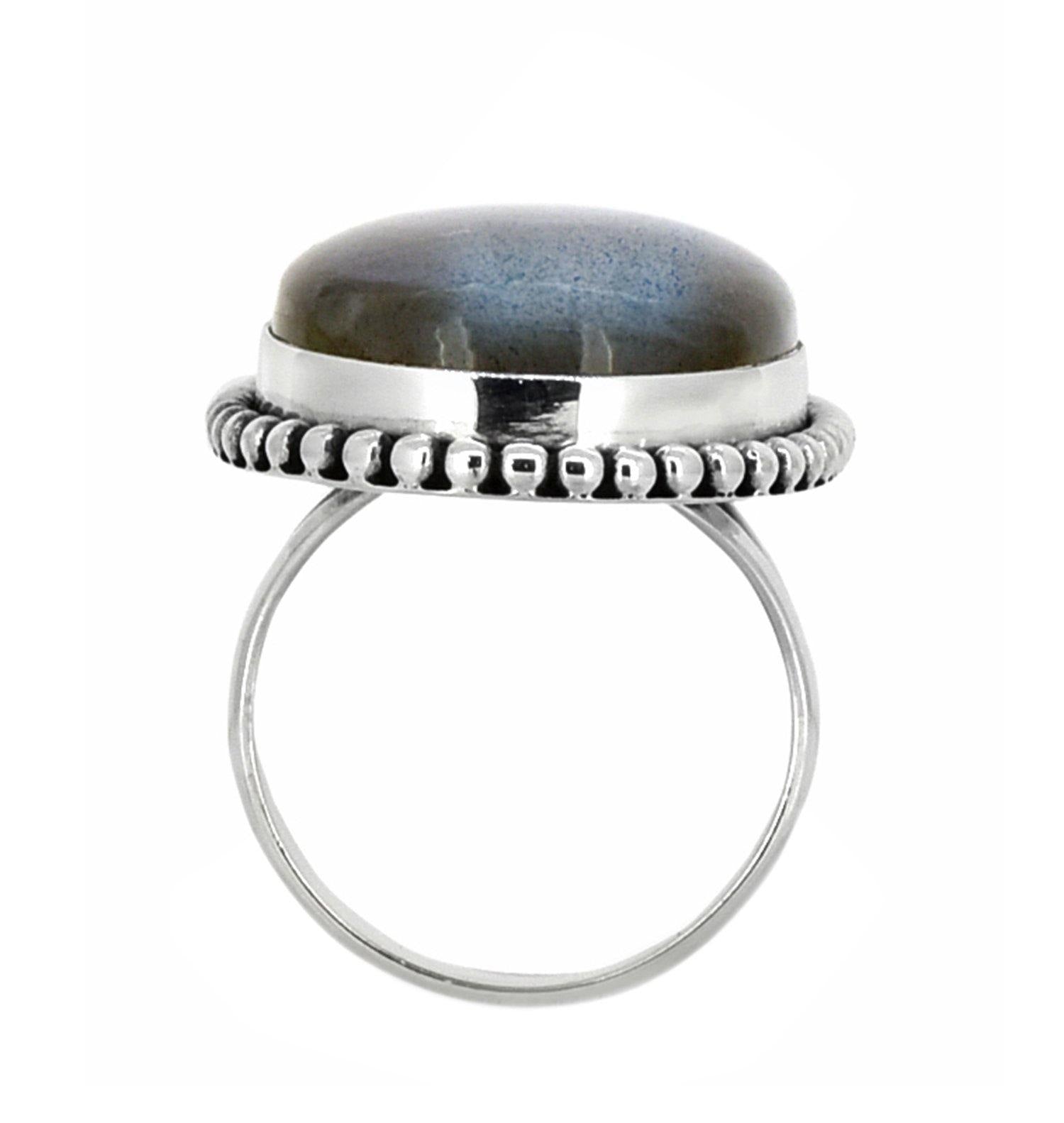 Labradorite Solid 925 Sterling Silver Ring Genuine Gemstone Jewelry - YoTreasure