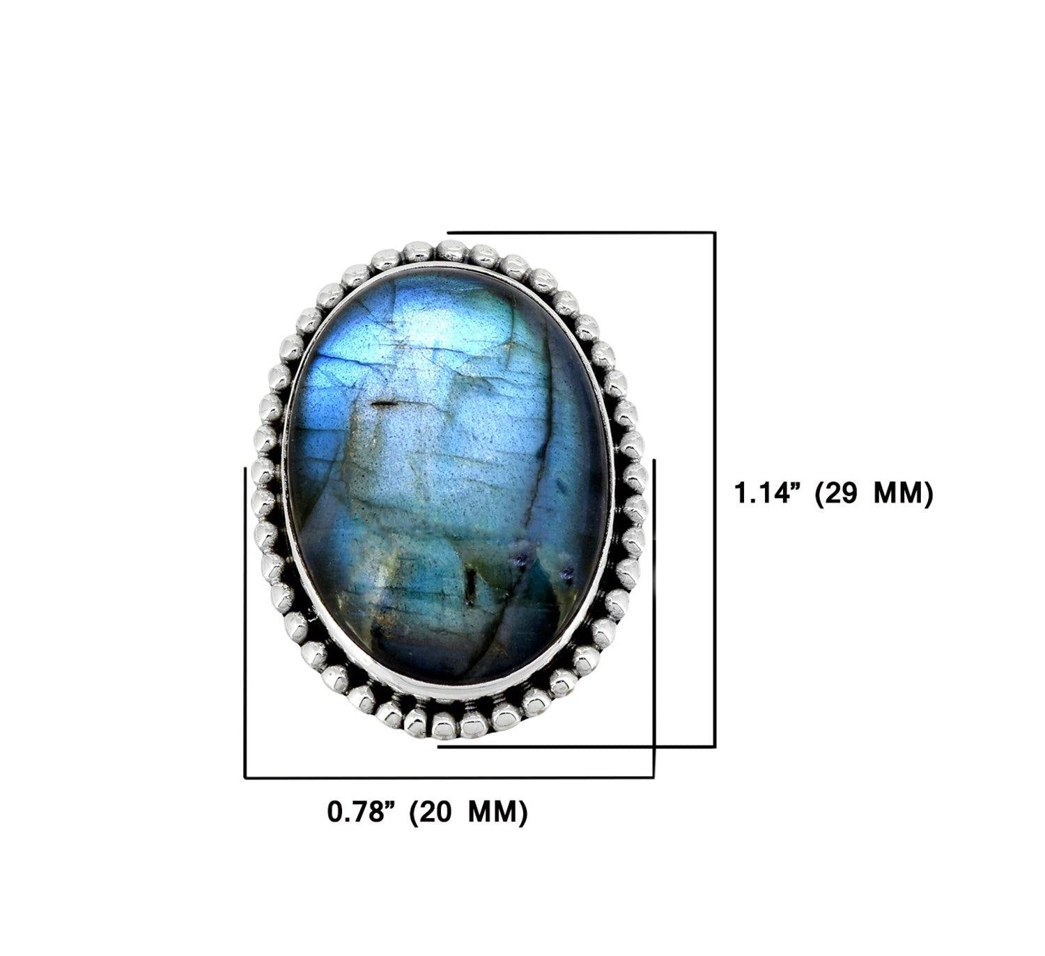 Labradorite Solid 925 Sterling Silver Ring Genuine Gemstone Jewelry - YoTreasure