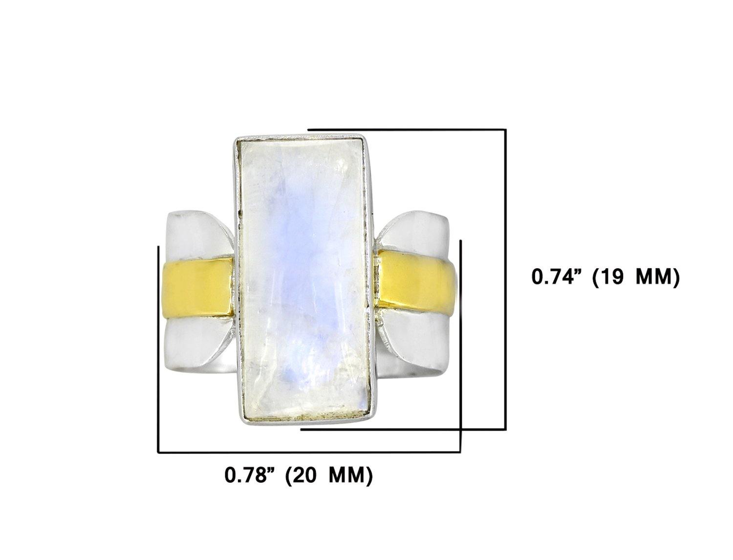 Rainbow Moonstone Solid 925 Sterling Silver Brass Statement Ring Genuine Gemstone Jewelry - YoTreasure