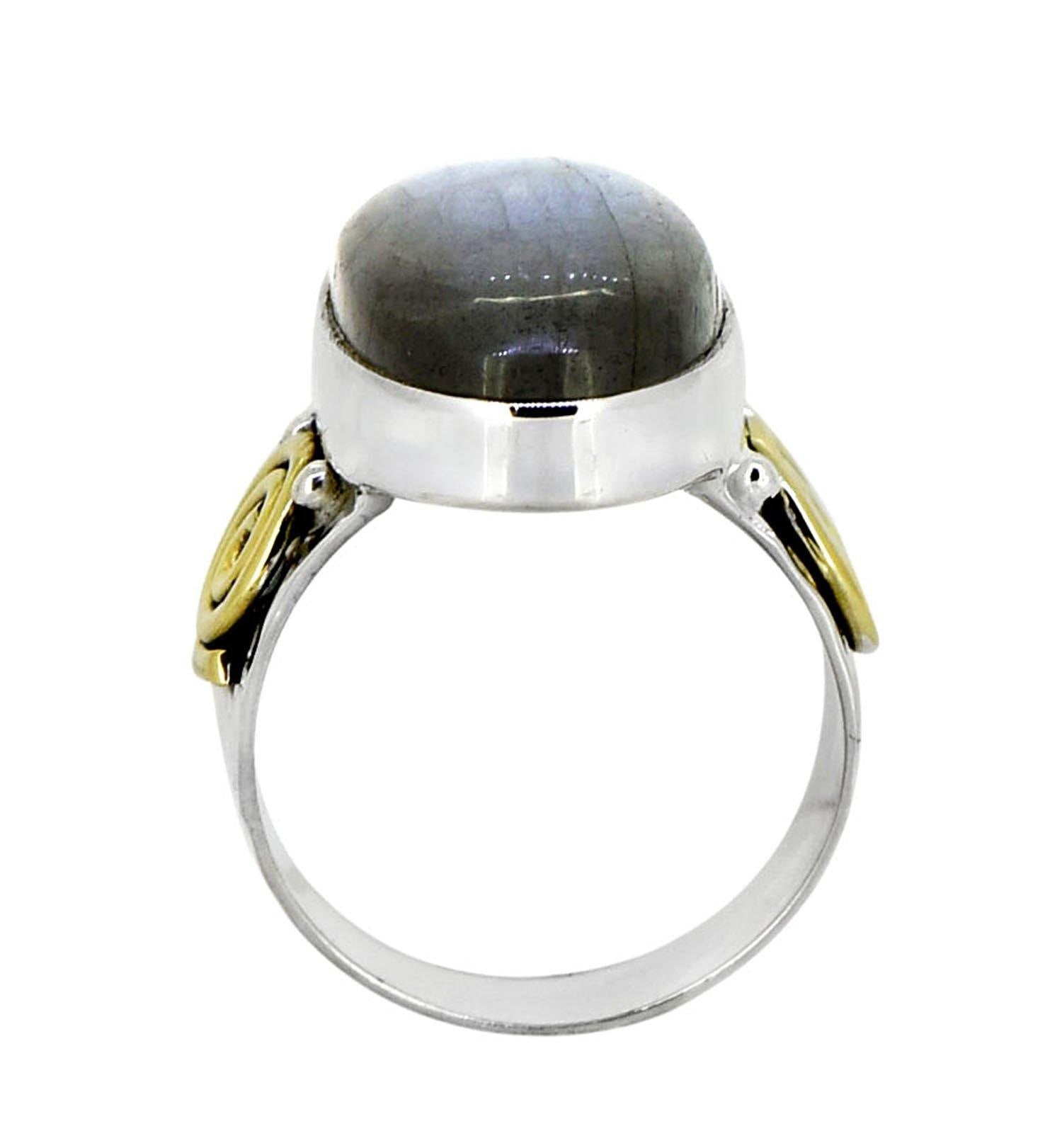 Labradorite 925 Sterling Silver Brass Ring Genuine Gemstone Jewelry - YoTreasure