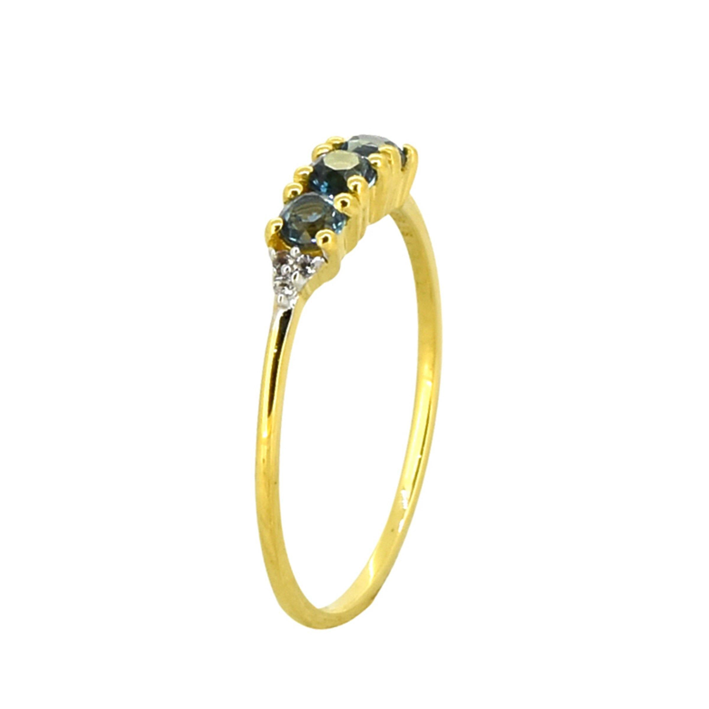 London Blue Topaz Solid 925 Sterling Silver Gold Plated Band Ring - YoTreasure