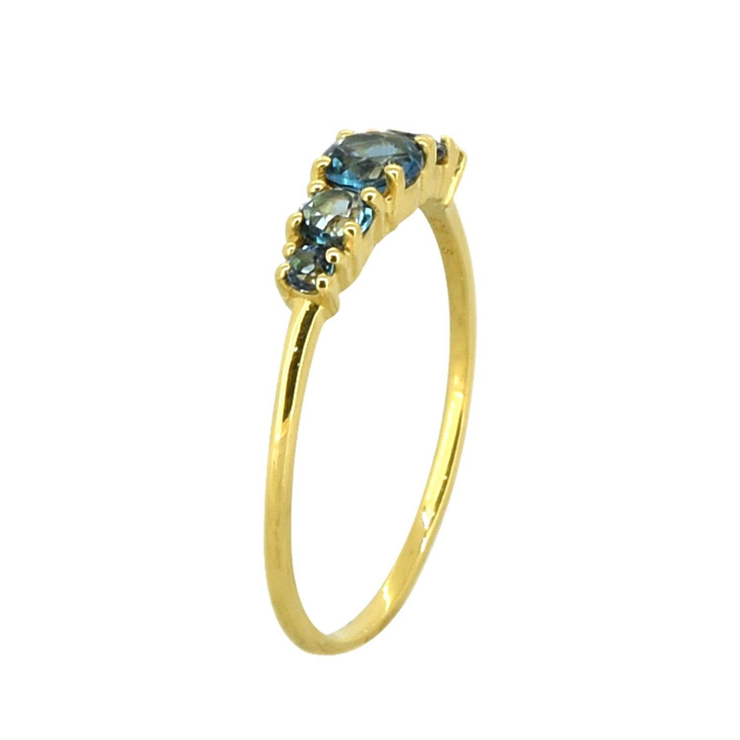 London Blue Topaz Solid 925 Sterling Silver Gold Plated Ring Jewelry - YoTreasure