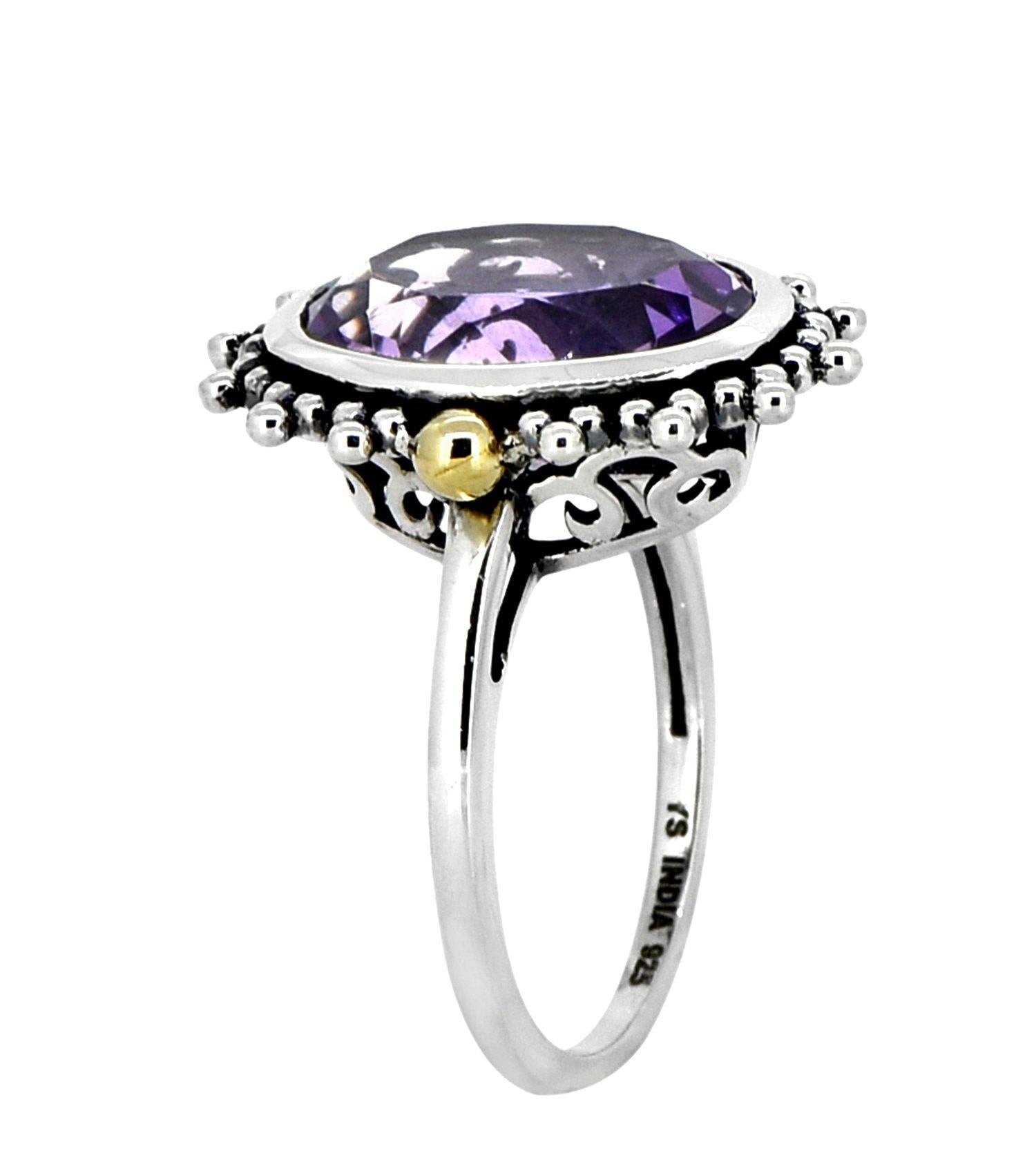 Pink Amethyst Solid 925 Sterling Silver Brass Ring Gemstone Jewelry - YoTreasure