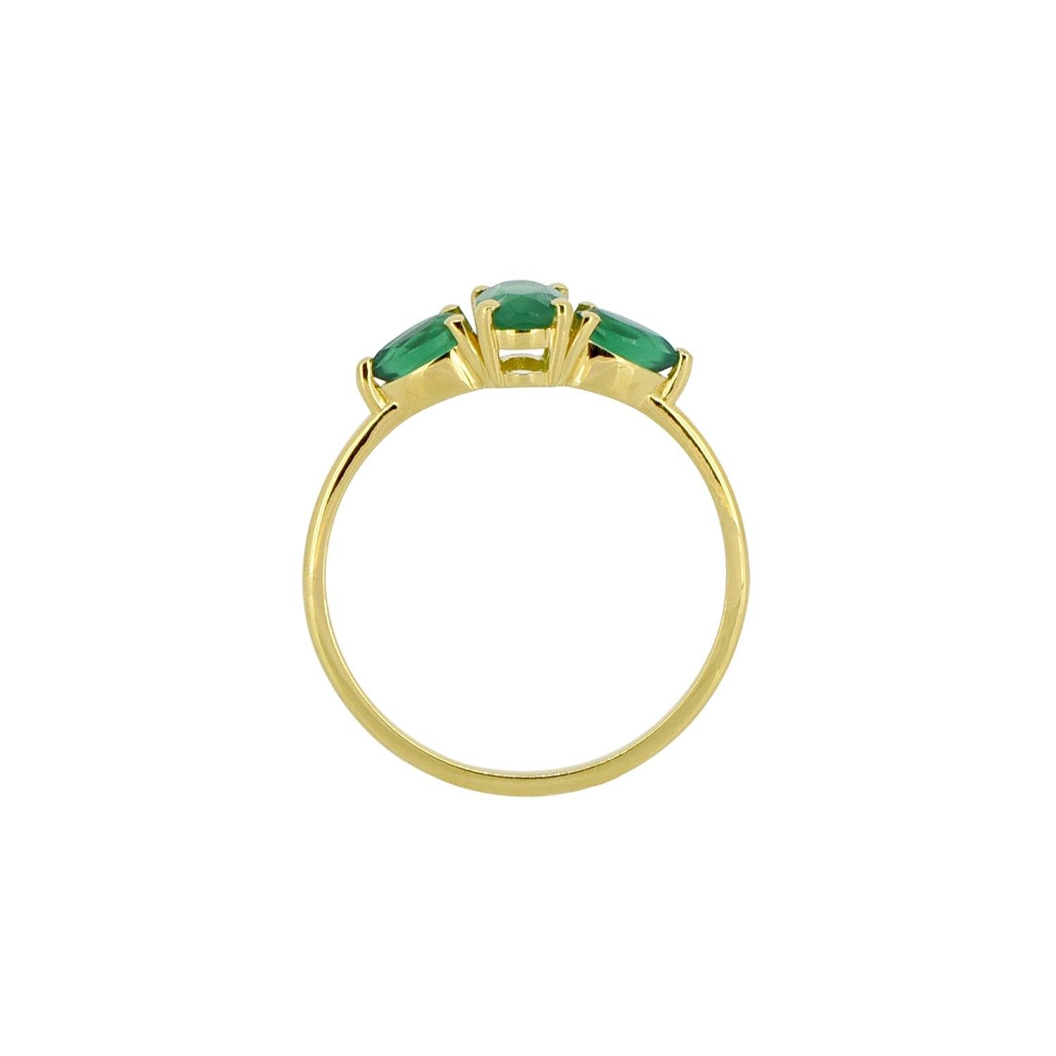 Green Onyx Solid 925 Sterling Silver Gold Plated Ring Jewelry - YoTreasure