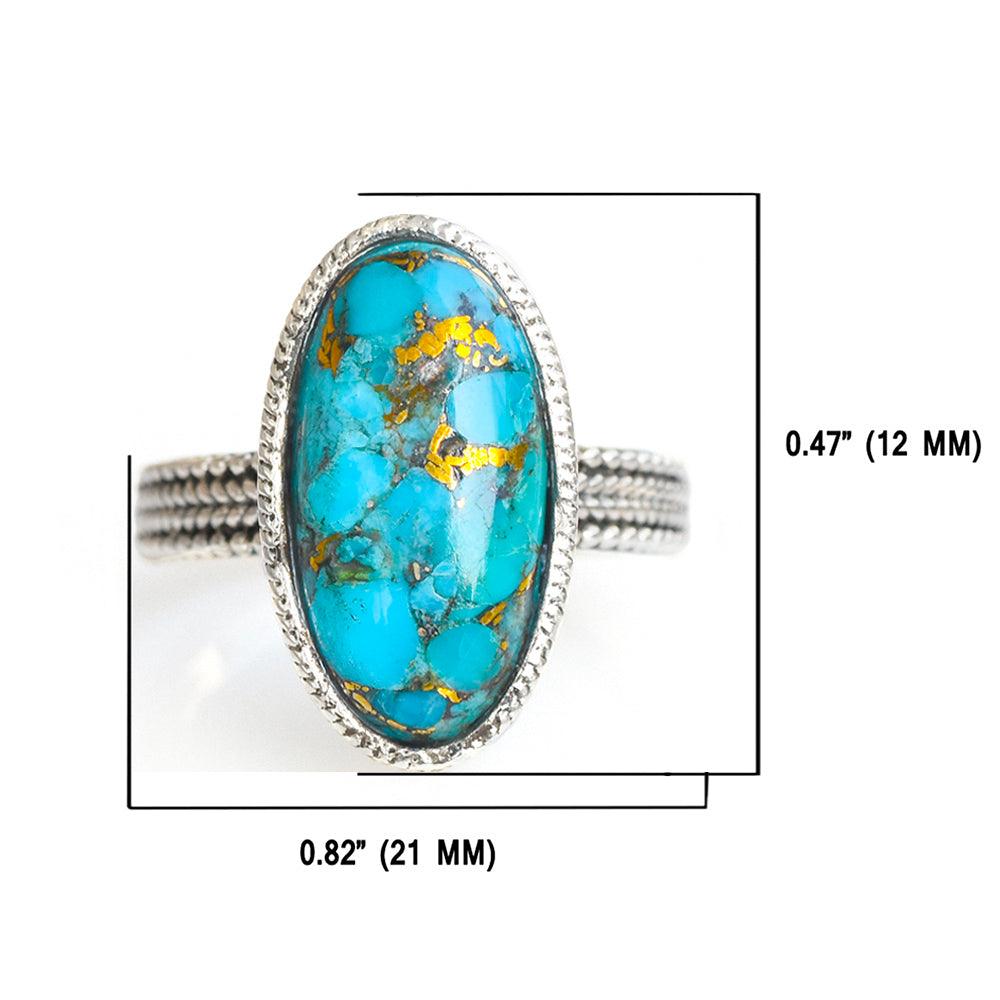 Blue Copper Turquoise Solid 925 Sterling Silver Braided Design Ring Genuine Gemstone Jewelry - YoTreasure