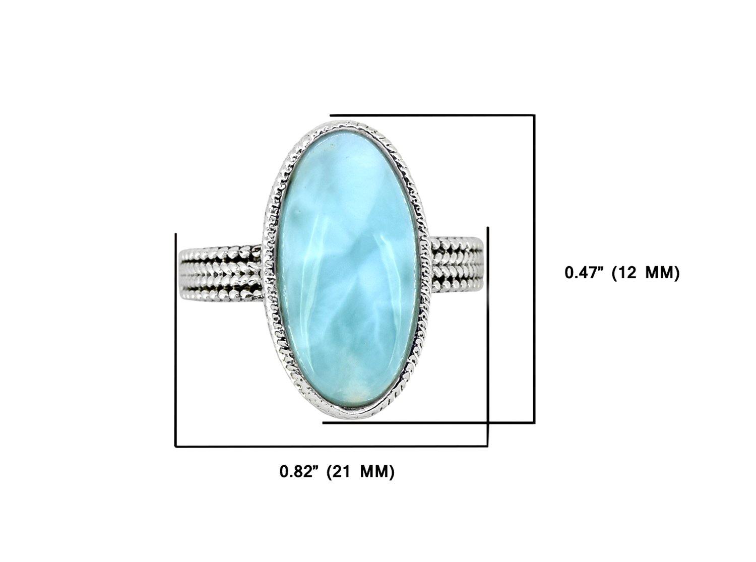 Larimar Solid 925 Sterling Silver Braided Design Ring Genuine Gemstone Jewelry - YoTreasure