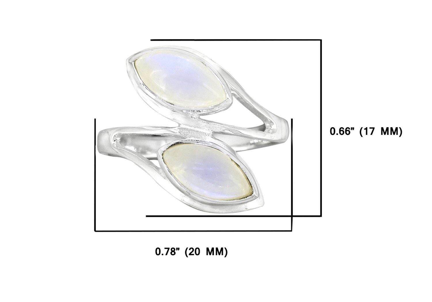 Rainbow Moonstone Solid 925 Sterling Silver Leaf Design Ring Genuine Gemstone Jewelry - YoTreasure