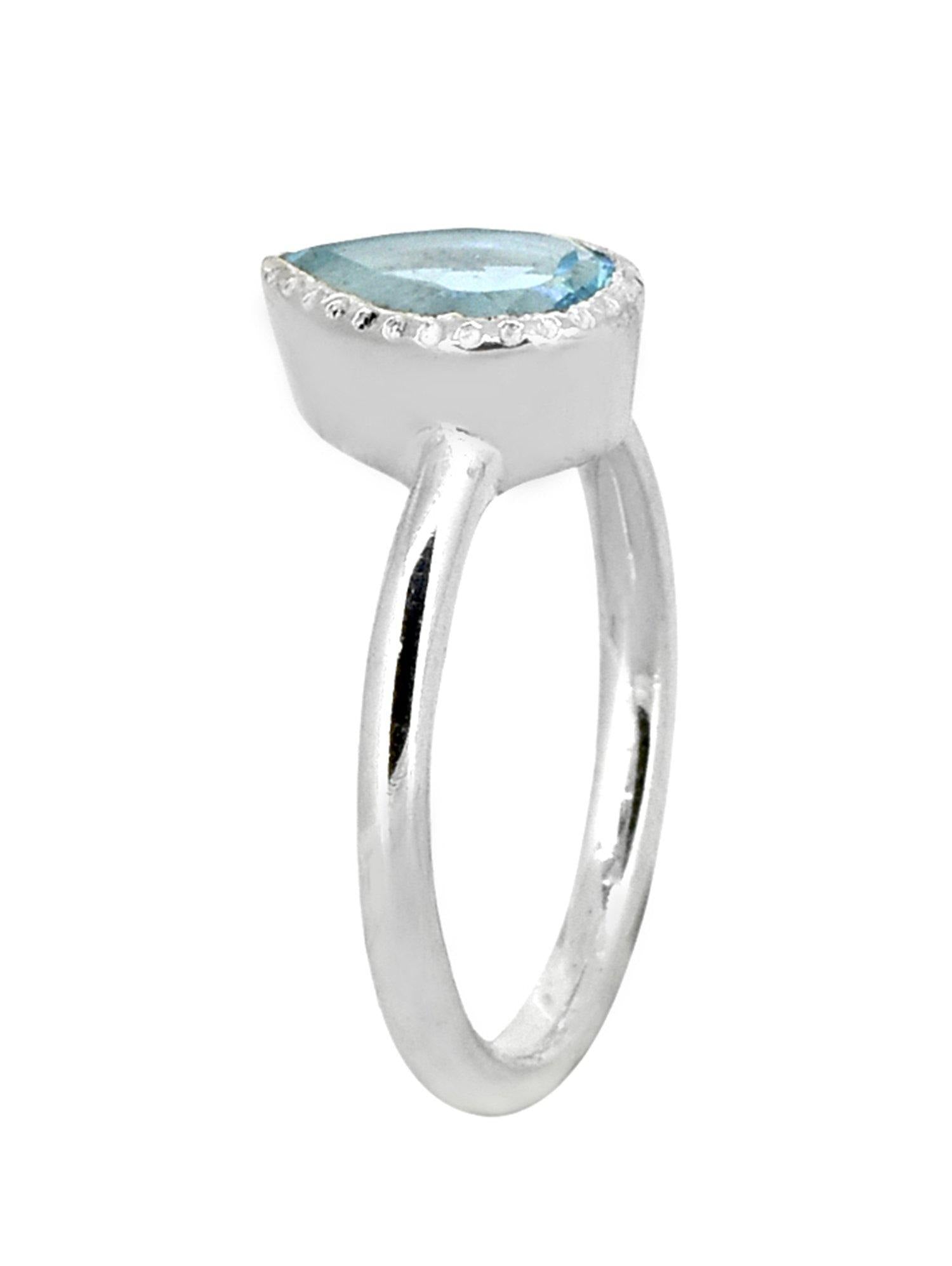 Sky Blue Topaz Solid 925 Sterling Silver Gemstone Solitaire Ring Jewelry - YoTreasure