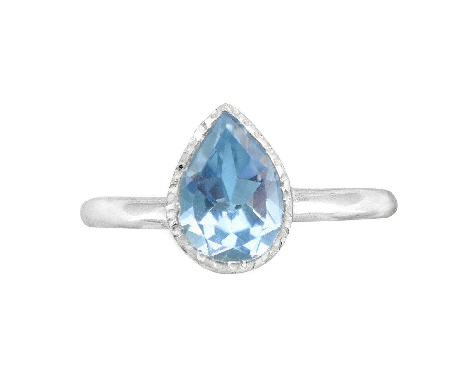 Sky Blue Topaz Solid 925 Sterling Silver Gemstone Solitaire Ring Jewelry - YoTreasure