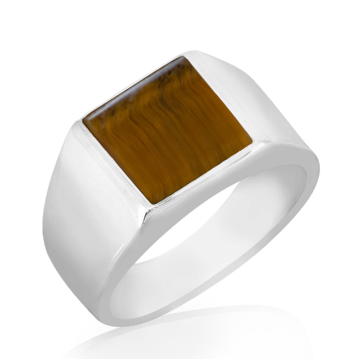 Tiger Eye Solid 925 Sterling Silver Ring Men's Jewelry - YoTreasure