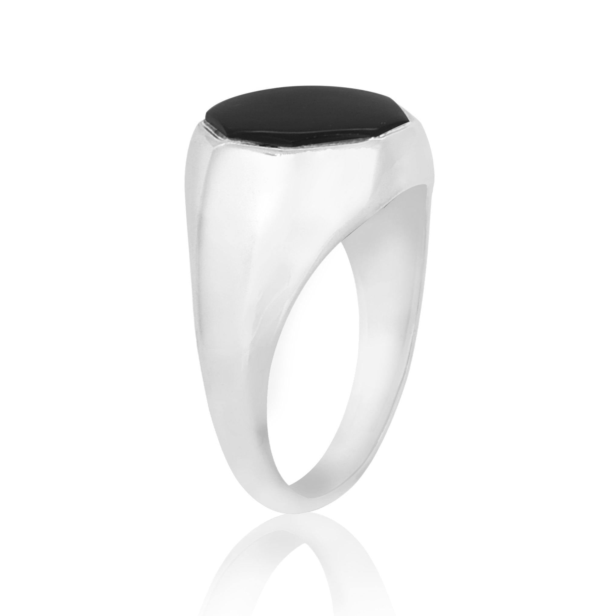 Octagon Black Onyx Solid 925 Sterling Silver Solitaire Ring Men's Jewelry - YoTreasure