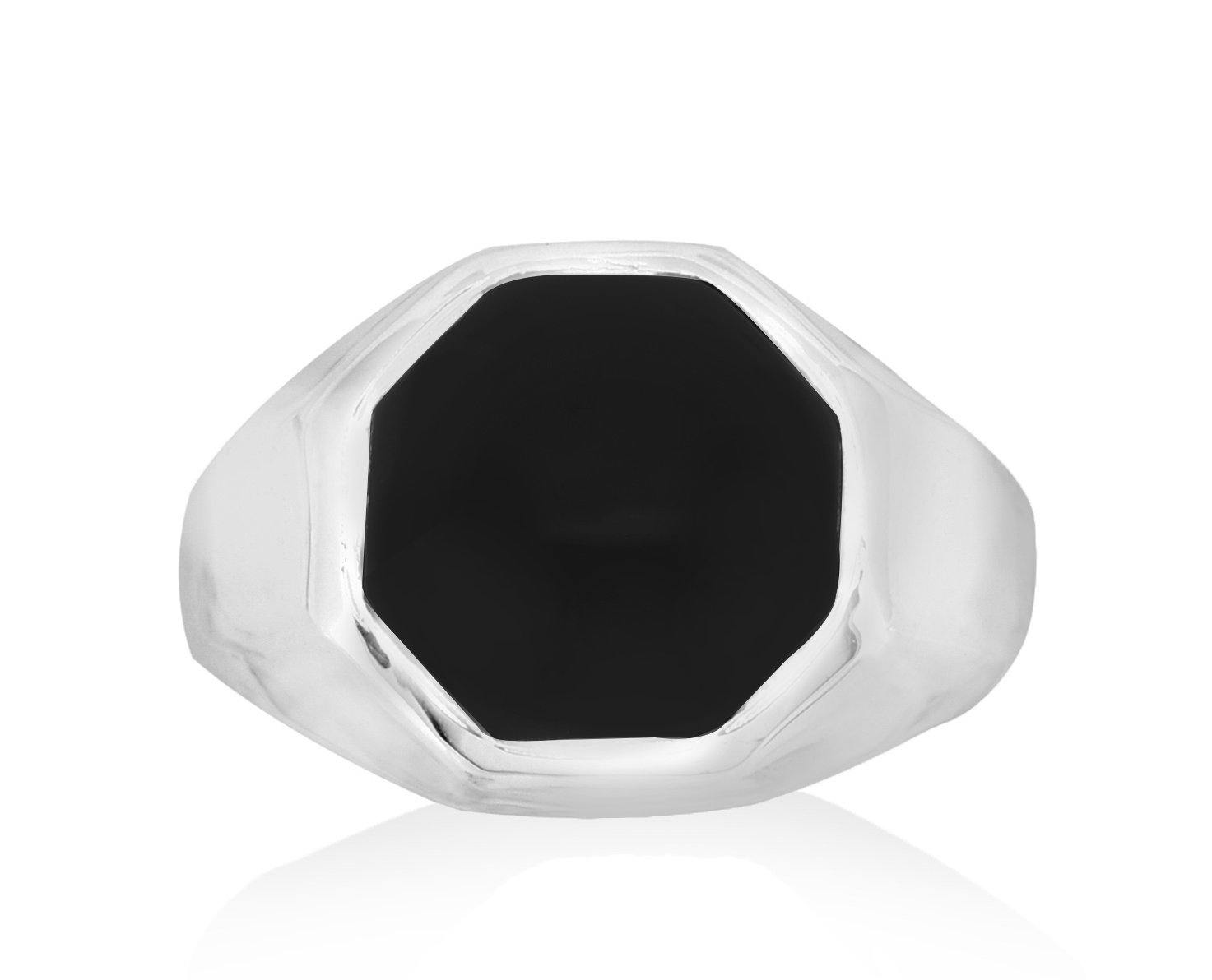 Octagon Black Onyx Solid 925 Sterling Silver Solitaire Ring Men's Jewelry - YoTreasure