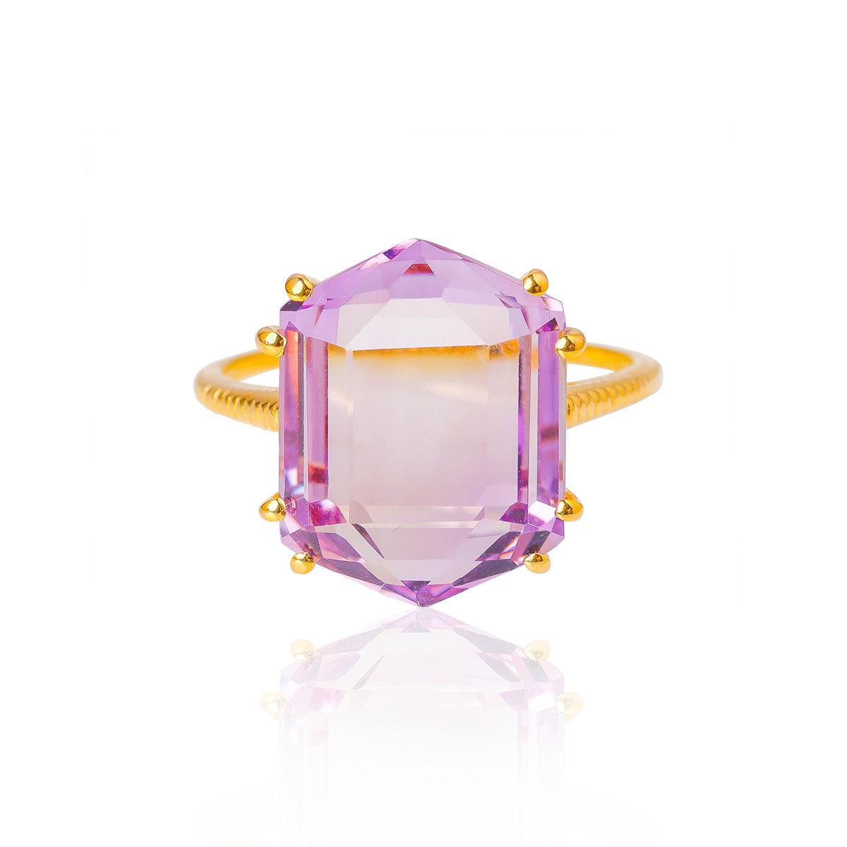 Amethyst Gold Over 925 Sterling Silver Statement Ring Jewelry - YoTreasure