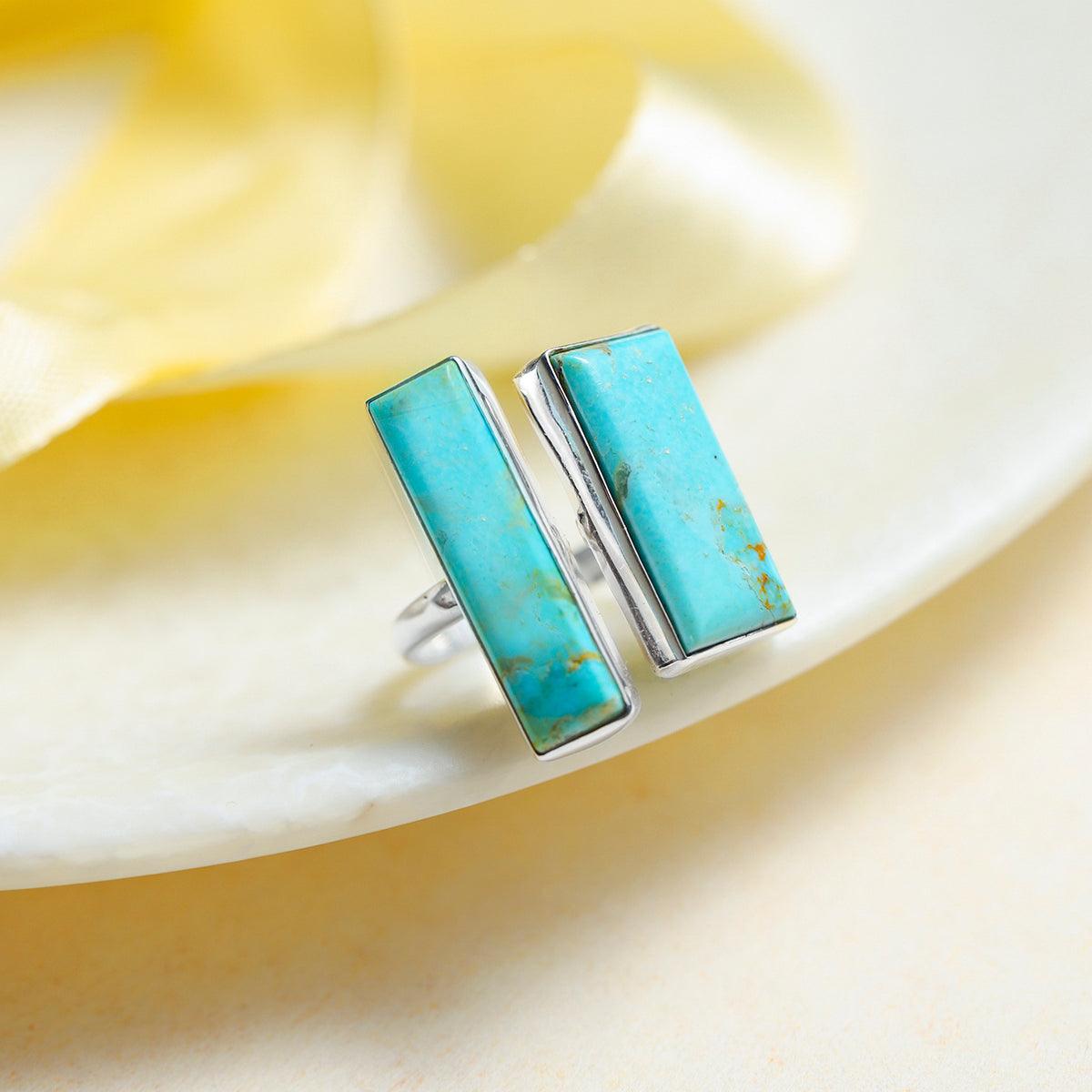 Blue Mohave Turquoise Open Cocktail Ring in 925 Sterling Silver Jewelry - YoTreasure