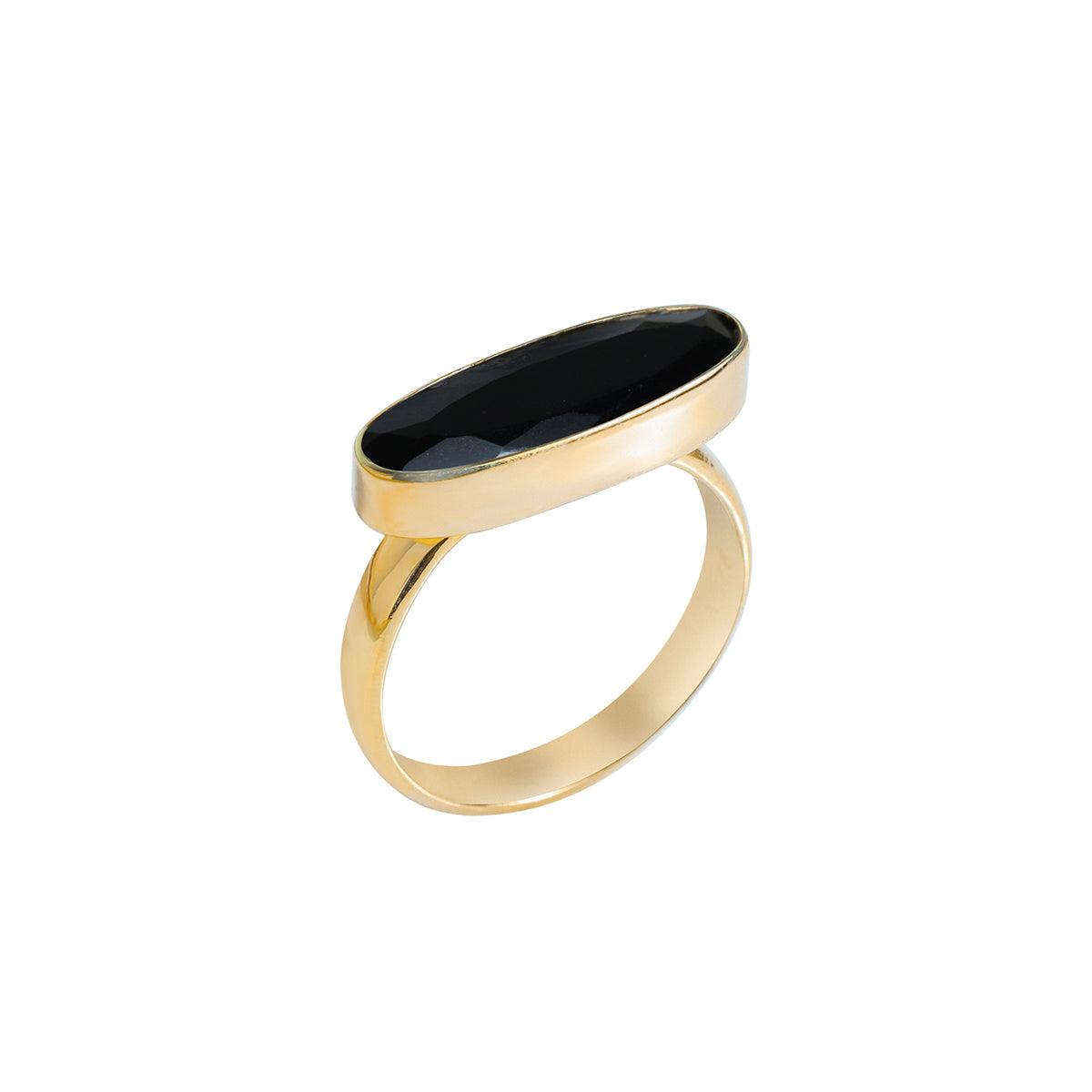 Black Onyx Ring in 14k Gold Over Silver Jewelry - YoTreasure