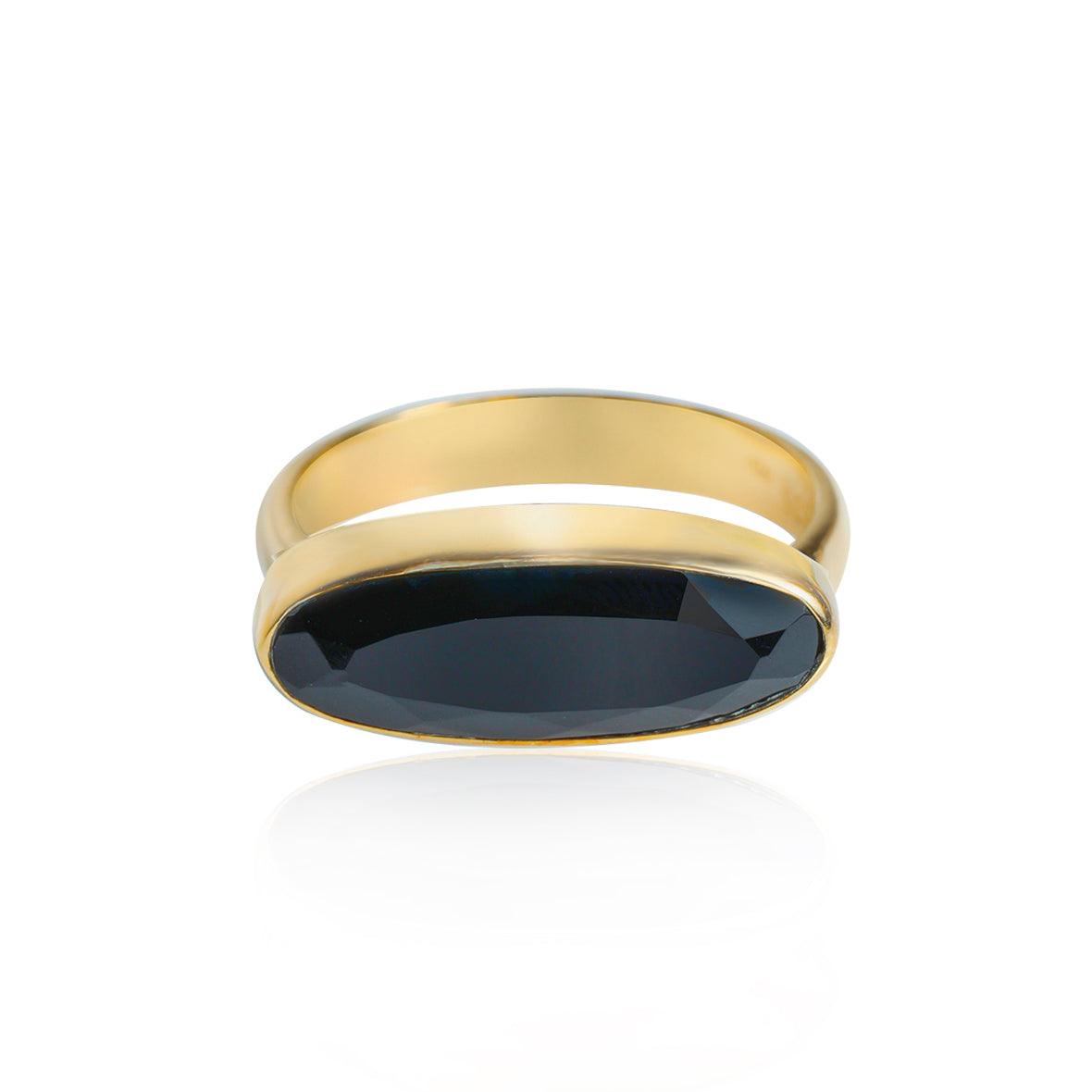 Black Onyx Ring in 14k Gold Over Silver Jewelry - YoTreasure