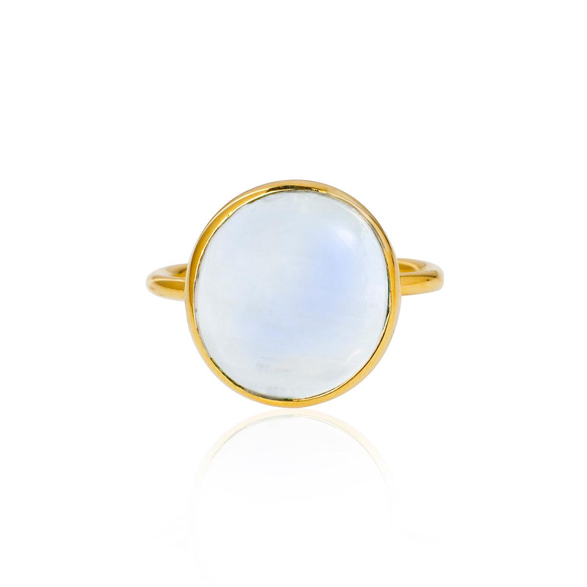 Moonstone Solitaire Ring 14k Gold Over 925 Silver - YoTreasure