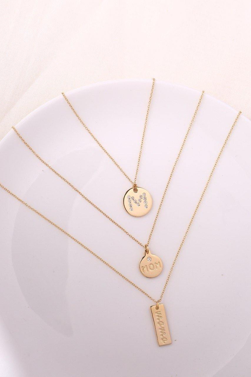 Charm Mama Letter Vertical Bar Pendant Solid 925 Sterling Silver Gold Plated Chain Necklace Women Jewelry Gifts for Mother - YoTreasure