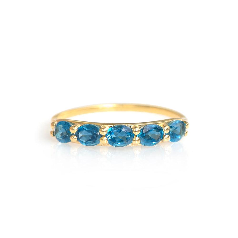 London Blue Topaz Solid 10k Yellow Gold Eternity Band Ring Jewelry - YoTreasure