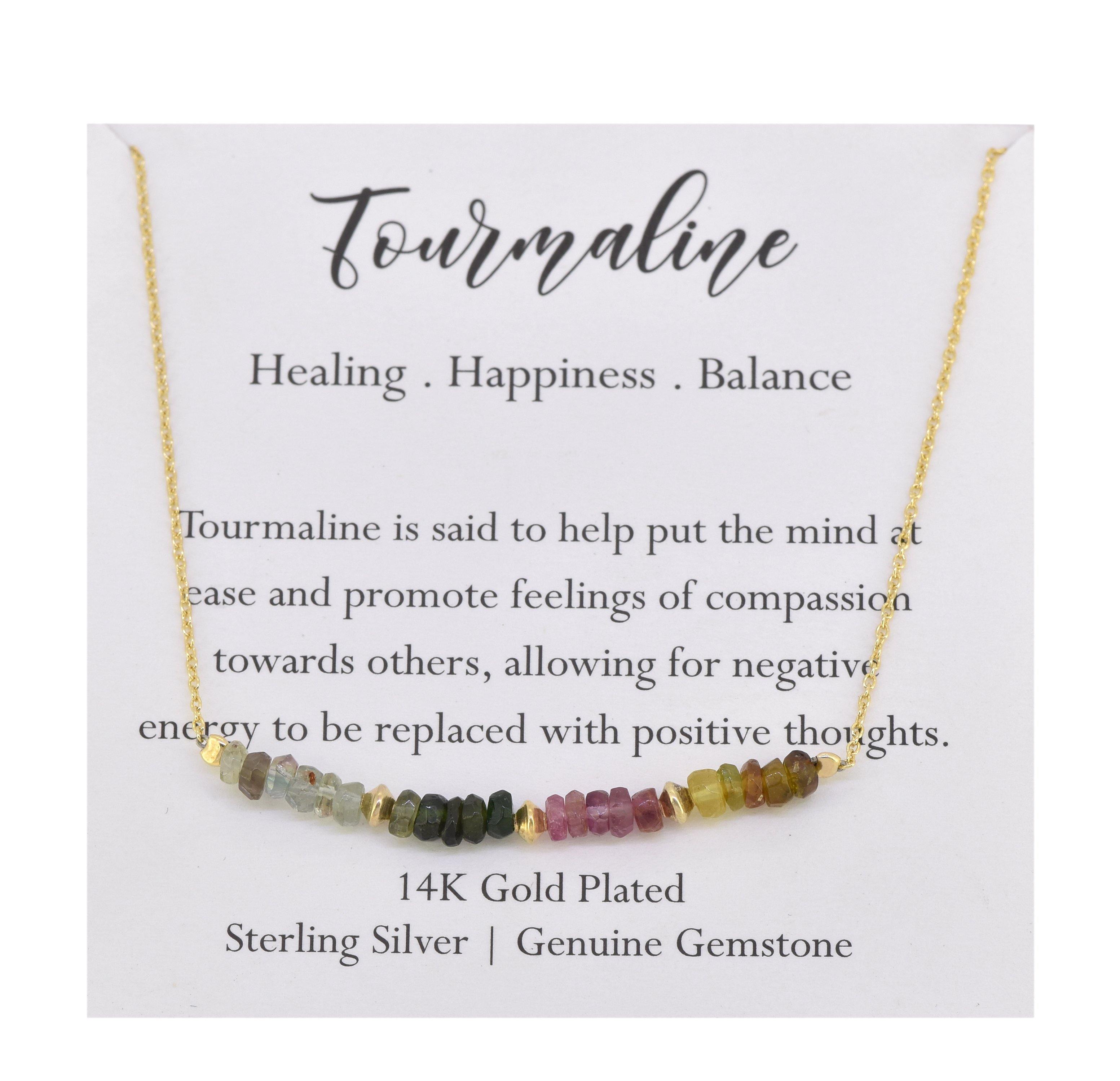 Multi Tourmaline Solid 925 Sterling Silver Gold Plated Chain Pendant Necklace Jewelry - YoTreasure