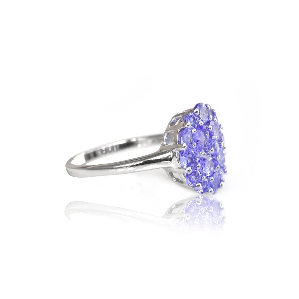 Tanzanite Solid 925 Sterling Silver Cluster Ring Jewelry - YoTreasure