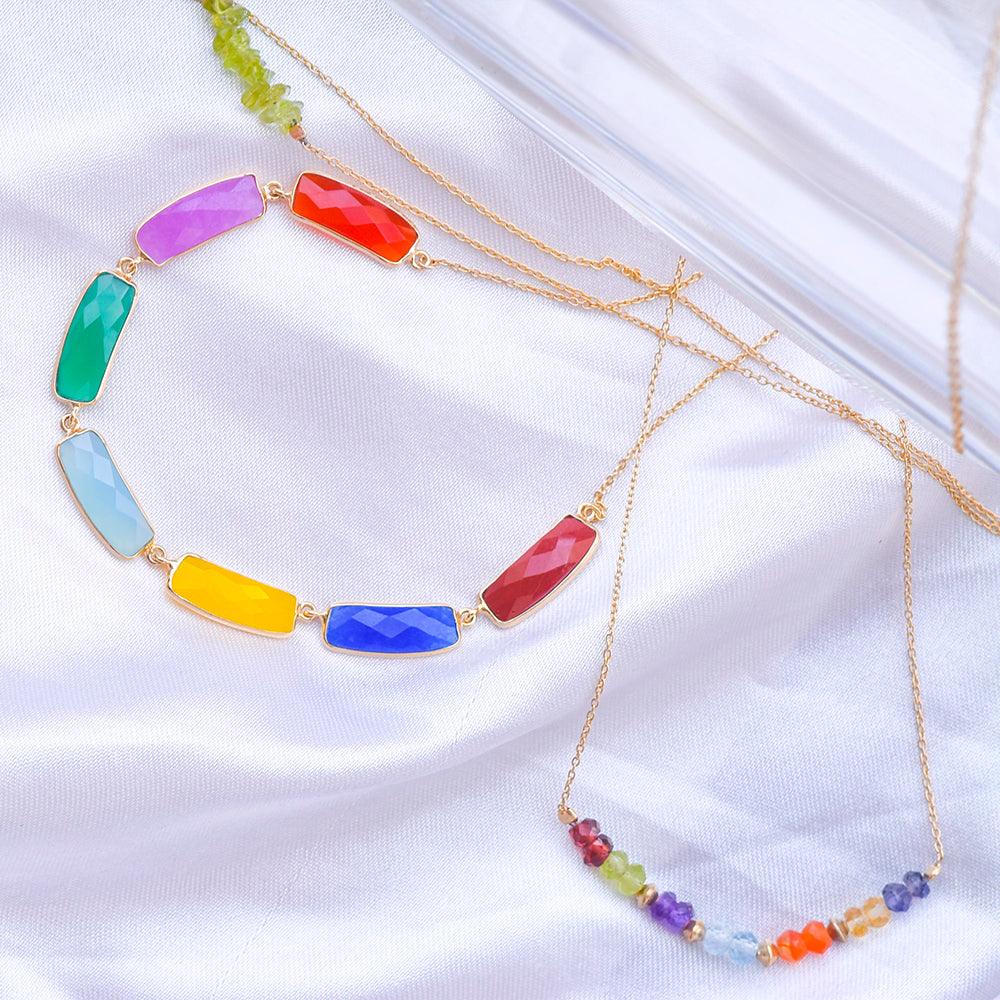 Chakra Stone Solid 925 Sterling Silver Gold Plated Chain Pendant Necklace Jewelry - YoTreasure