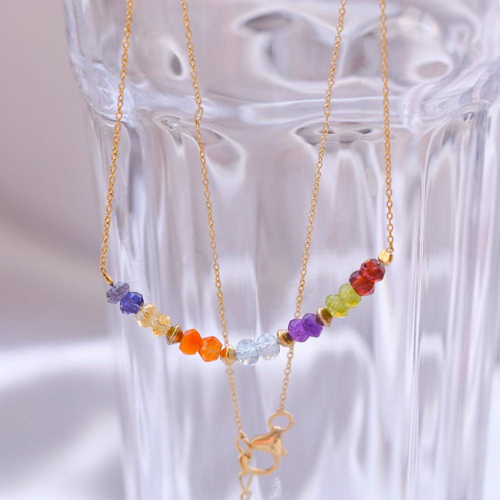 Chakra Stone Solid 925 Sterling Silver Gold Plated Chain Pendant Necklace Jewelry - YoTreasure