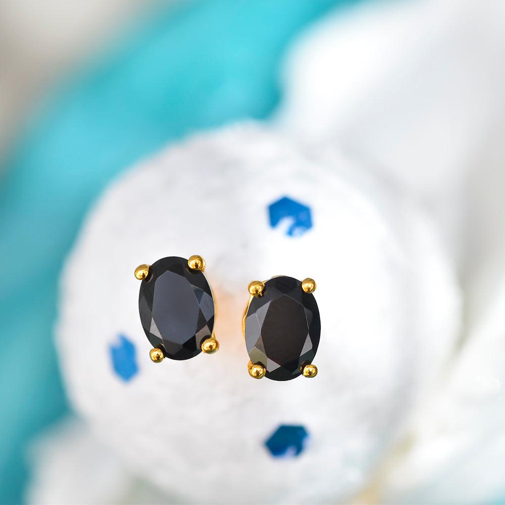1.65 Ct Black Onyx Solid 10k Yellow Gold Stud Earrings Jewelry - YoTreasure