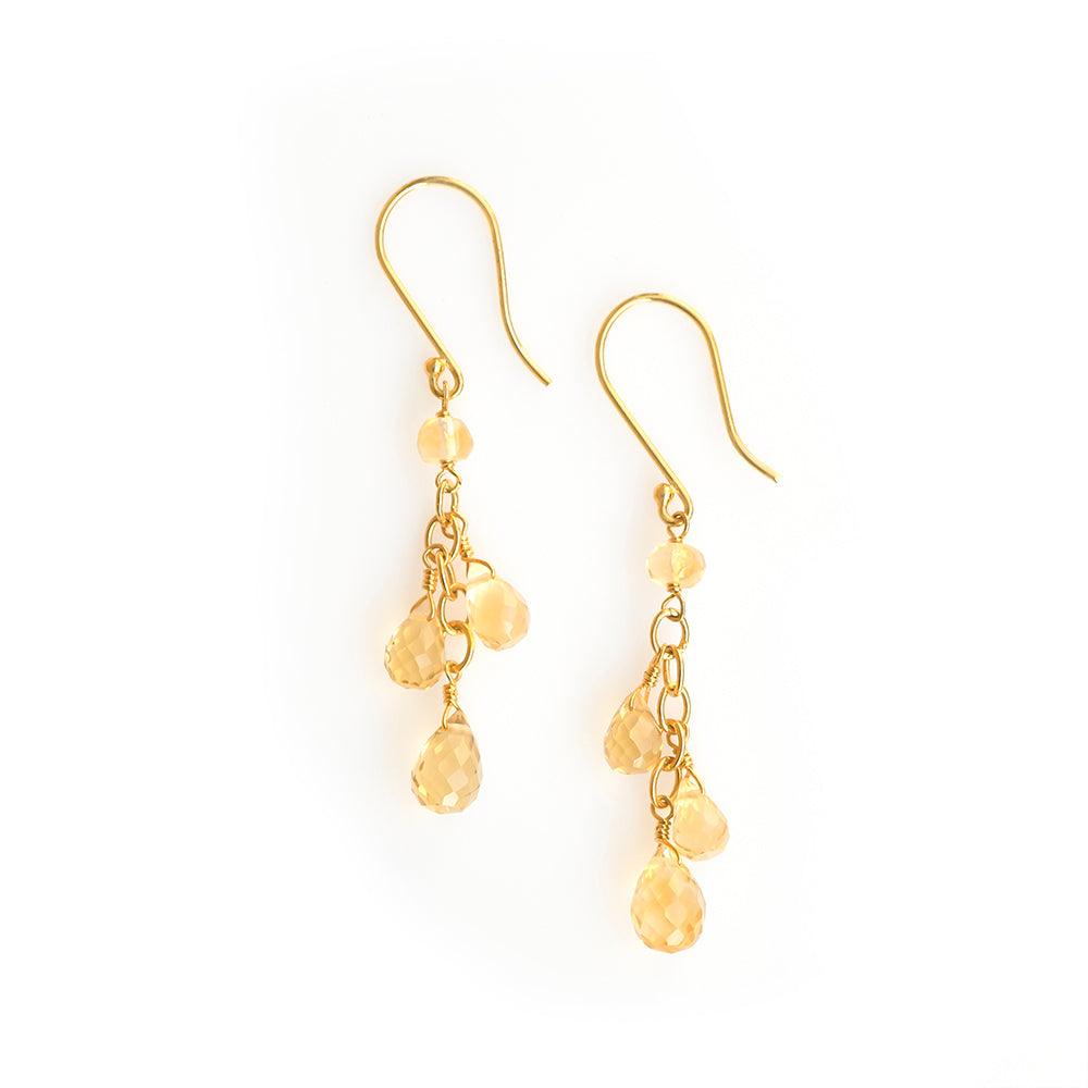 4.10 Ct. Citrine Solid 10k Yellow Gold Beads Dangle Earrings - YoTreasure