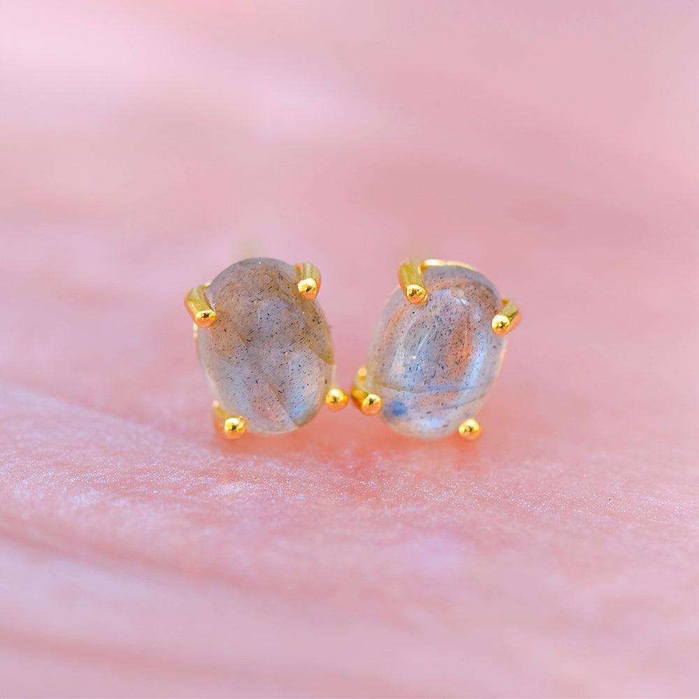 1.50 Ct. Labradorite Solid 10K Yellow Gold Stud Earrings - YoTreasure