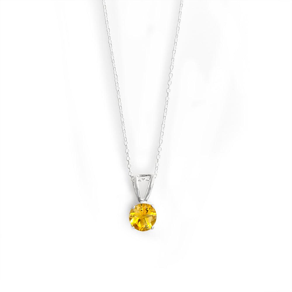 3/4" Natural Citrine 925 Solid Sterling Silver Pendant Necklace With Chain - YoTreasure