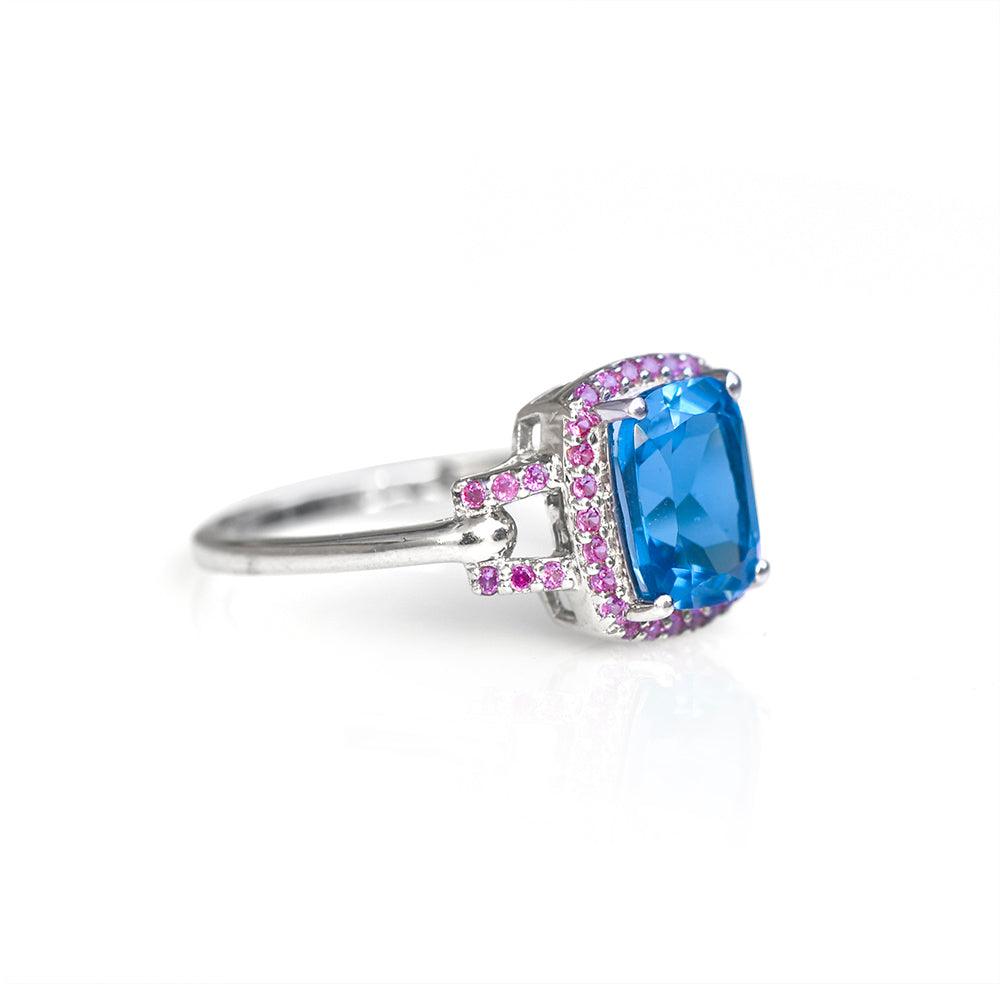 2.71 Ct. London Blue Topaz Rhodolite Solid 925 Sterling Silver Ring Jewelry - YoTreasure