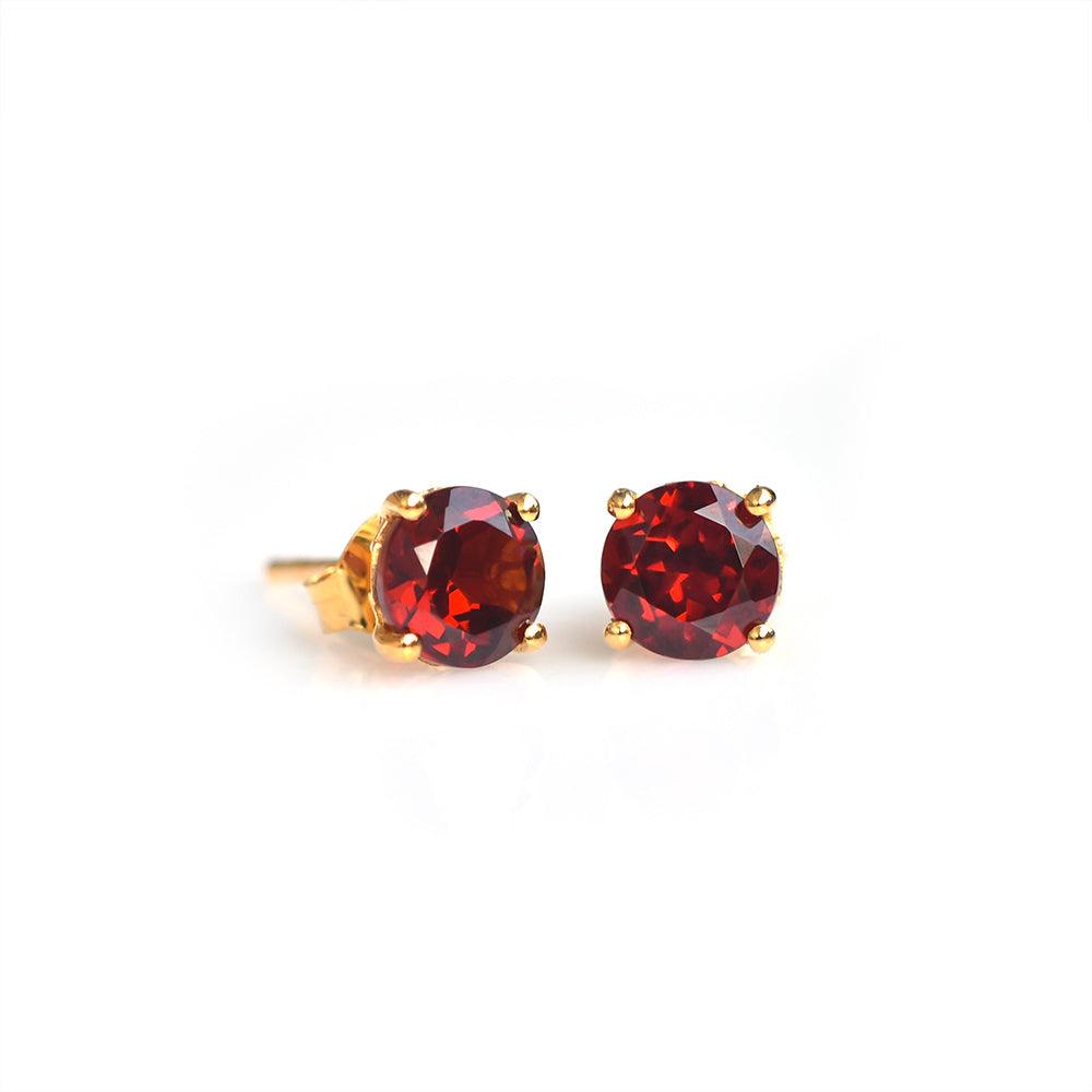 2.16 Ct. Red Garnet Solid 10k Yellow Gold Stud Earrings - YoTreasure