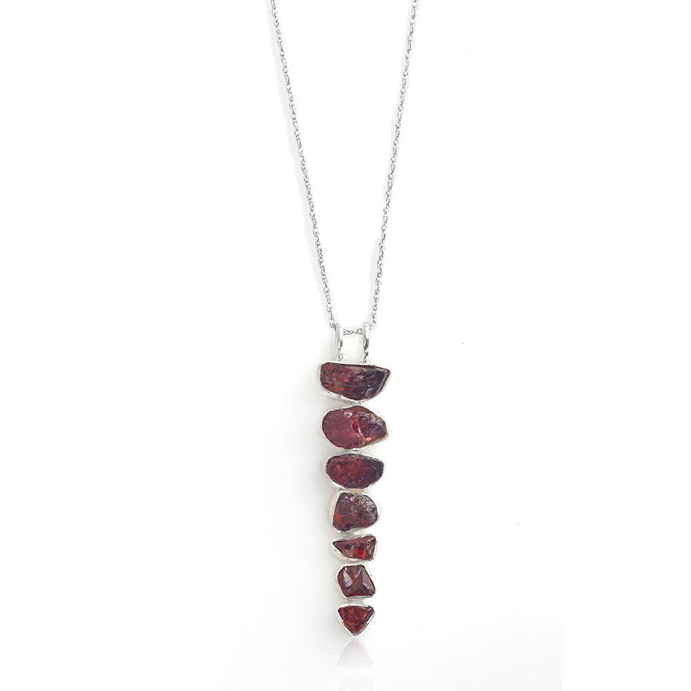 Natural Rough Garnet Solid 925 Sterling Silver Pendant with 18 Inch Chain Necklace Jewelry - YoTreasure