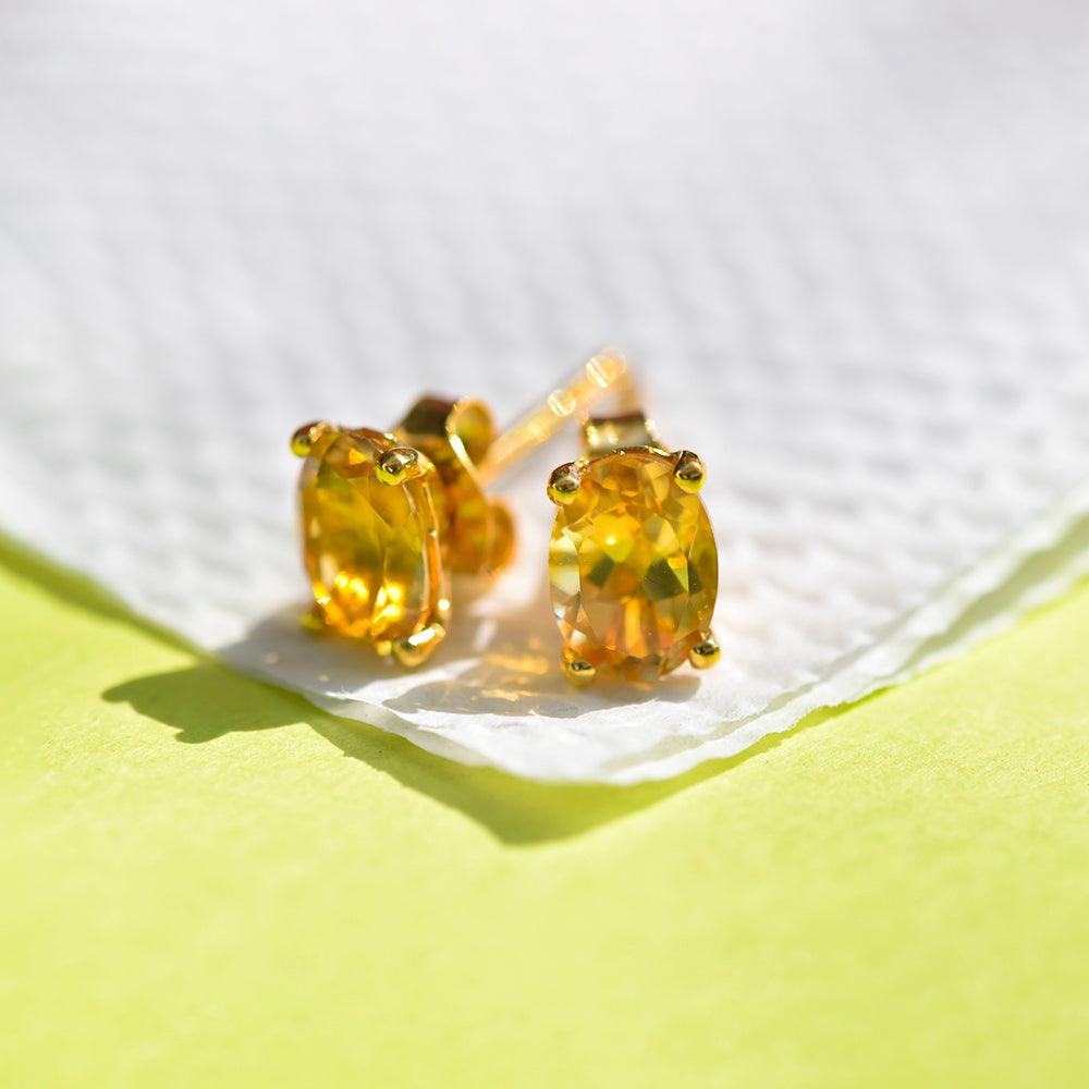 1.50 Ct. Natural Citrine Solid 10K Yellow Gold Stud Earrings Jewelry - YoTreasure