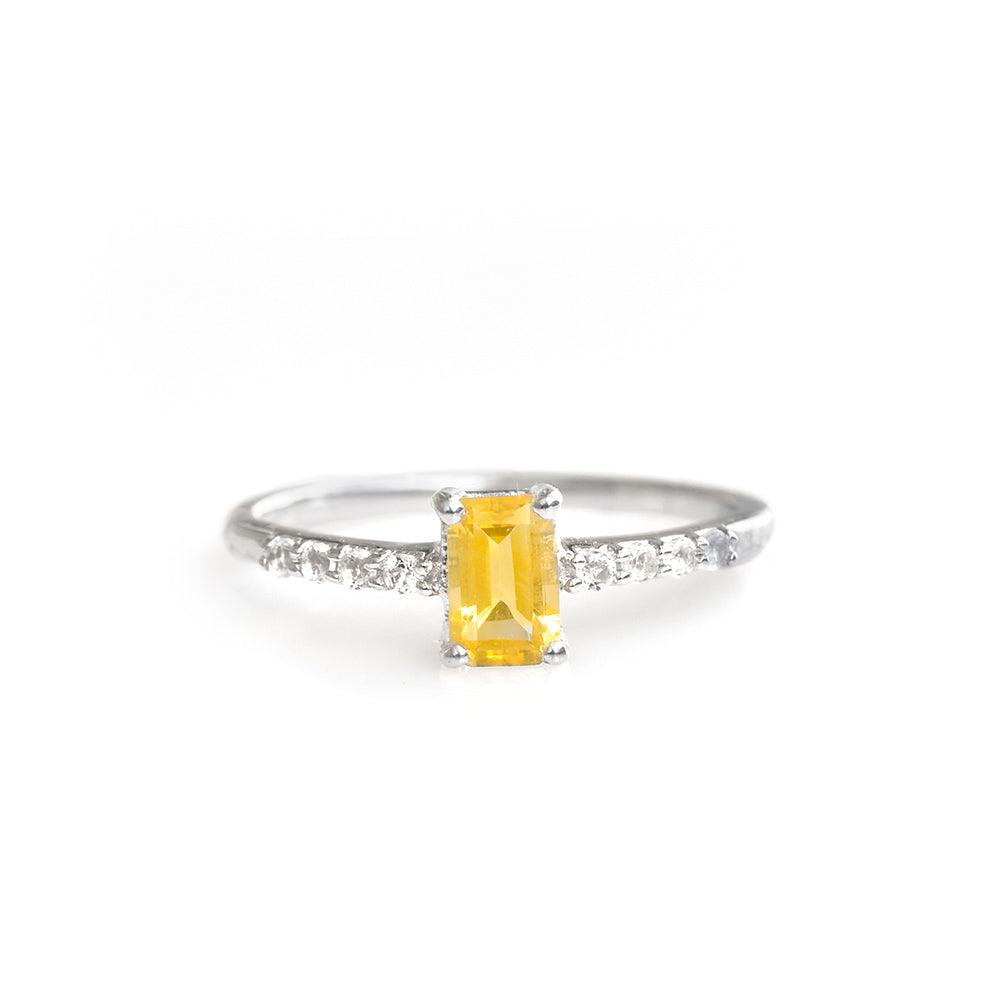 0.64 Ct Citrine White Topaz Solid 925 Sterling Silver Ring Jewelry - YoTreasure