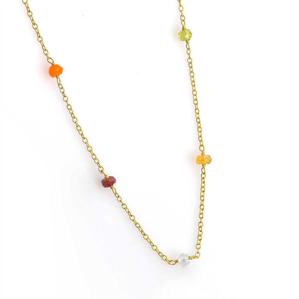 Chakra Stone Solid 925 Sterling Silver Gold Plated Chain Necklace Pendant - YoTreasure