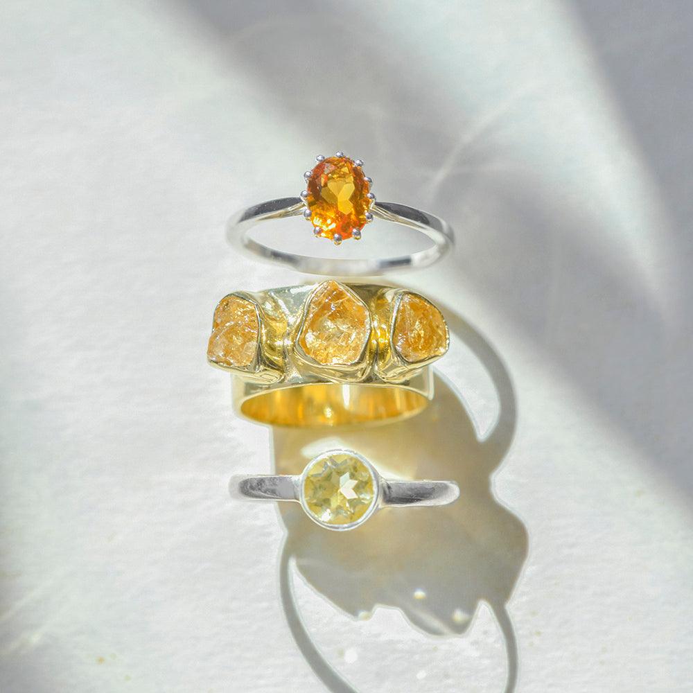 Natural Citrine Solid 925 Sterling Silver Ring Jewelry - YoTreasure