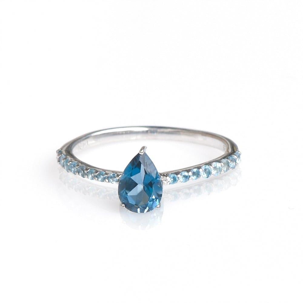 0.85 Ct London Blue Topaz Solid 925 Sterling Silver Ring Jewelry - YoTreasure