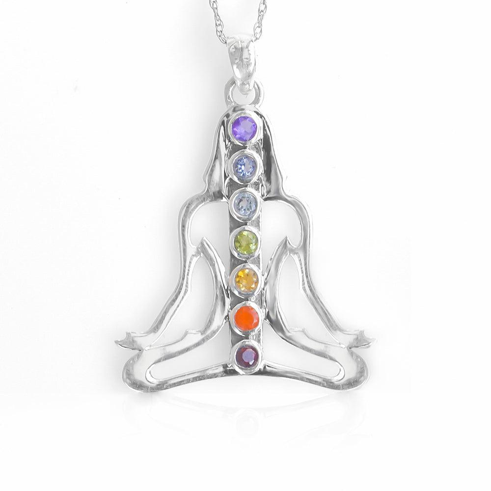 Chakra Healing Stone Solid Sterling Silver Chain Necklace Pendant Jewelry - YoTreasure