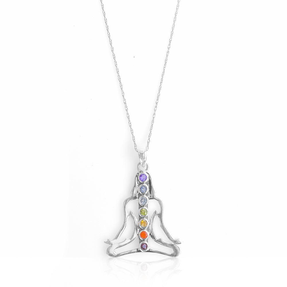 Chakra Healing Stone Solid Sterling Silver Chain Necklace Pendant Jewelry - YoTreasure