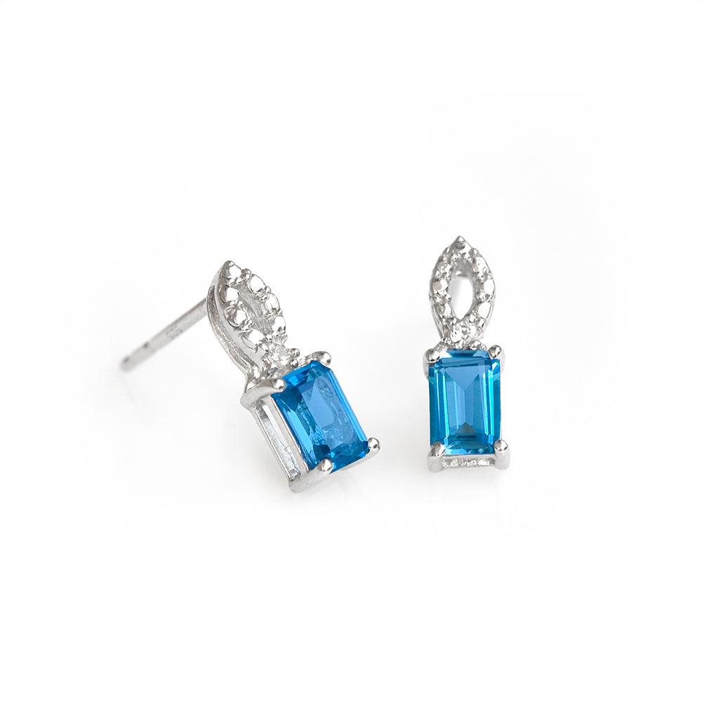 1.09 Ct London Blue Topaz Solid 925 Sterling Silver Stud Earrings Jewelry - YoTreasure