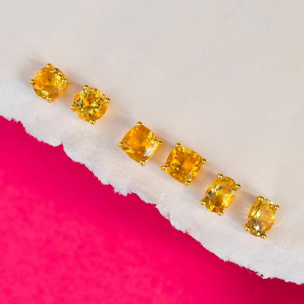 1.50 Ct. Citrine Solid 10k Yellow Gold Stud Earrings - YoTreasure