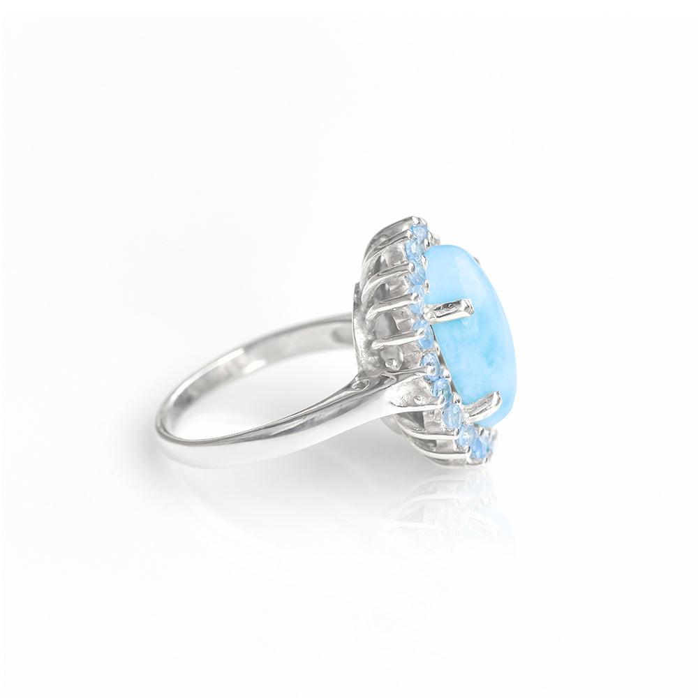 Larimar Blue Topaz Solid 925 Sterling Silver Ring - YoTreasure