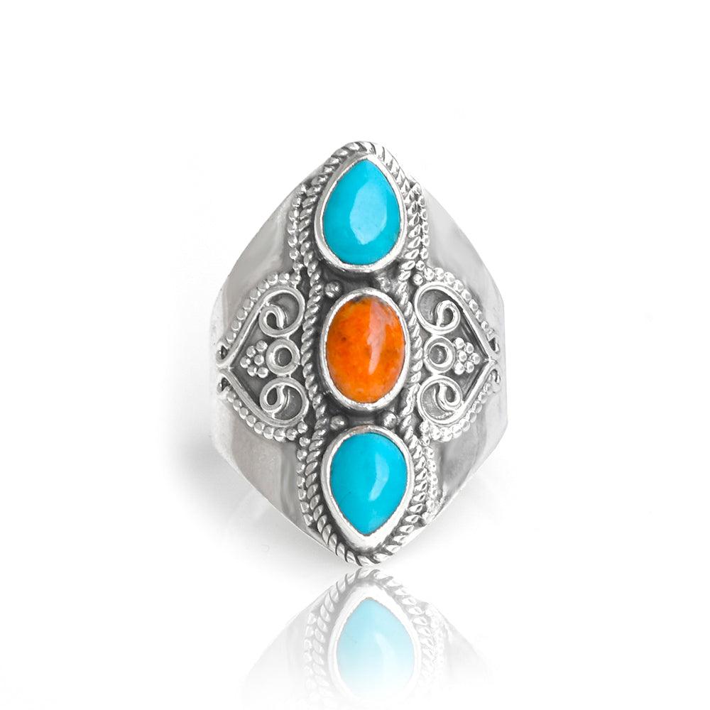Mohave Turquoise Solid 925 Sterling Silver Designer Ring Jewelry - YoTreasure