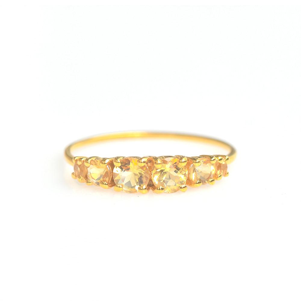 Citrine Solid 925 Sterling Silver Gold Plated Band Ring Jewelry - YoTreasure