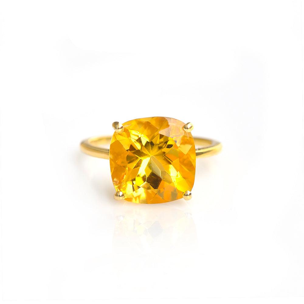 5.85 Ct Citrine Solid 10k Yellow Gold Ring Jewelry - YoTreasure