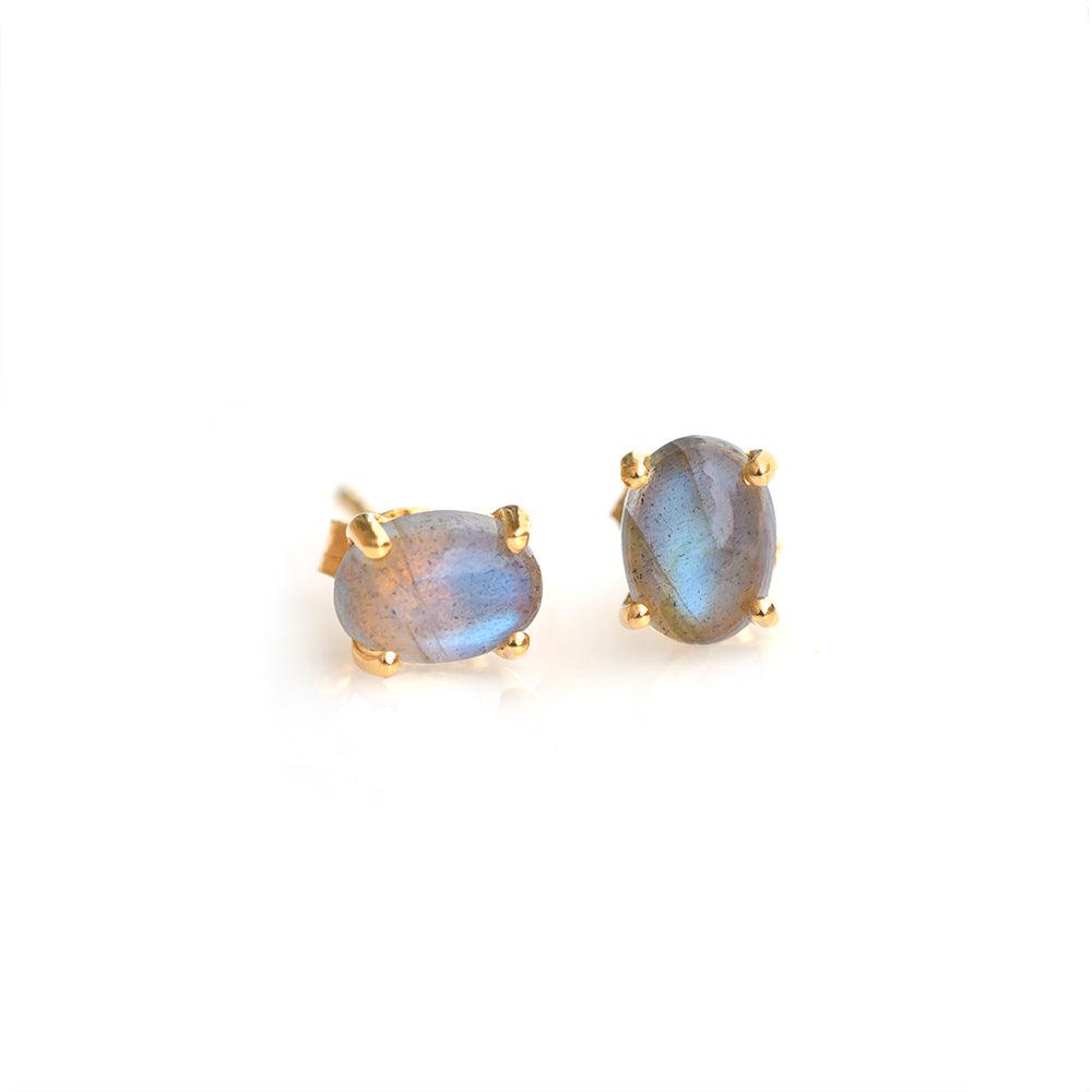 1.50 Ct. Labradorite Solid 10K Yellow Gold Stud Earrings - YoTreasure