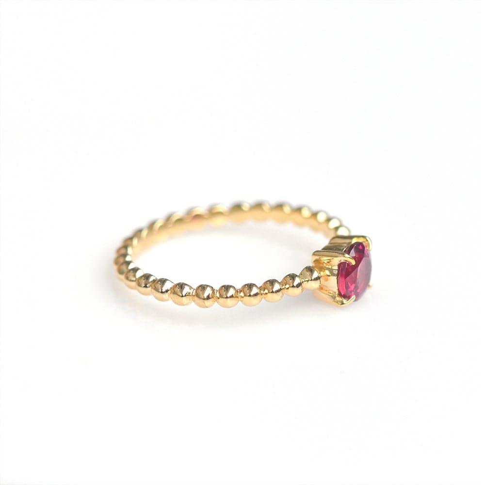 0.60 Ct Rhodolite Solid 10k Yellow Gold Beaded Solitaire Ring Jewelry - YoTreasure